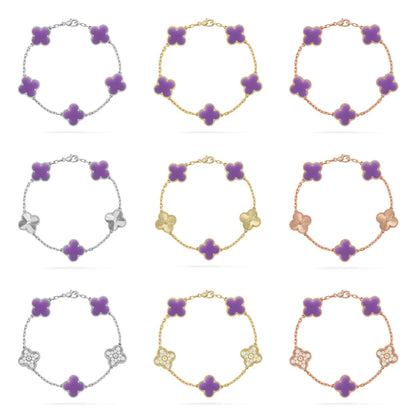 [Lume Jewelry]New CLOVER 5 MOTIF LIGHT PURPLE BRACELET COLLECTION