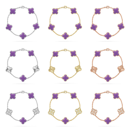 [Lume Jewelry]New CLOVER 5 MOTIF LIGHT PURPLE BRACELET COLLECTION