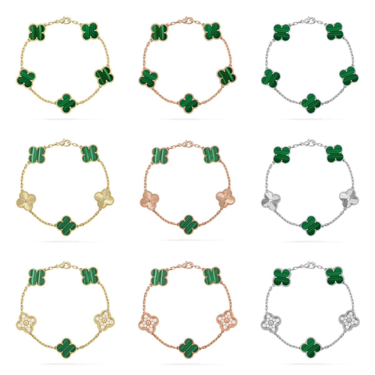 [Lume Jewelry]New  CLOVER 5 MOTIF MALACHITE BRACELET COLLECTION