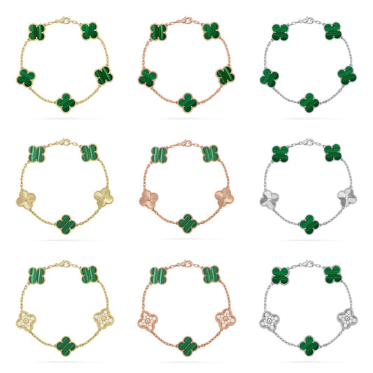 [Lume Jewelry]New  CLOVER 5 MOTIF MALACHITE BRACELET COLLECTION