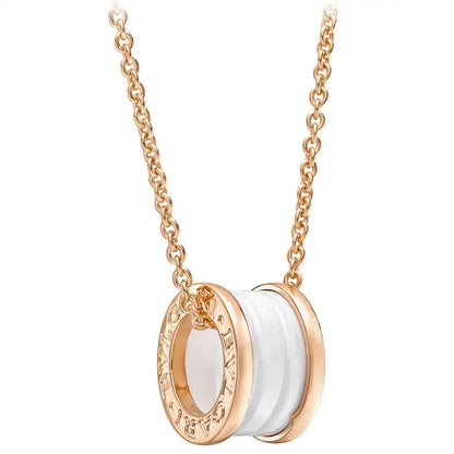 [Lume Jewelry]ZERO 1 WHITE CERAMIC PINK GOLD DIAMOND NECKLACE