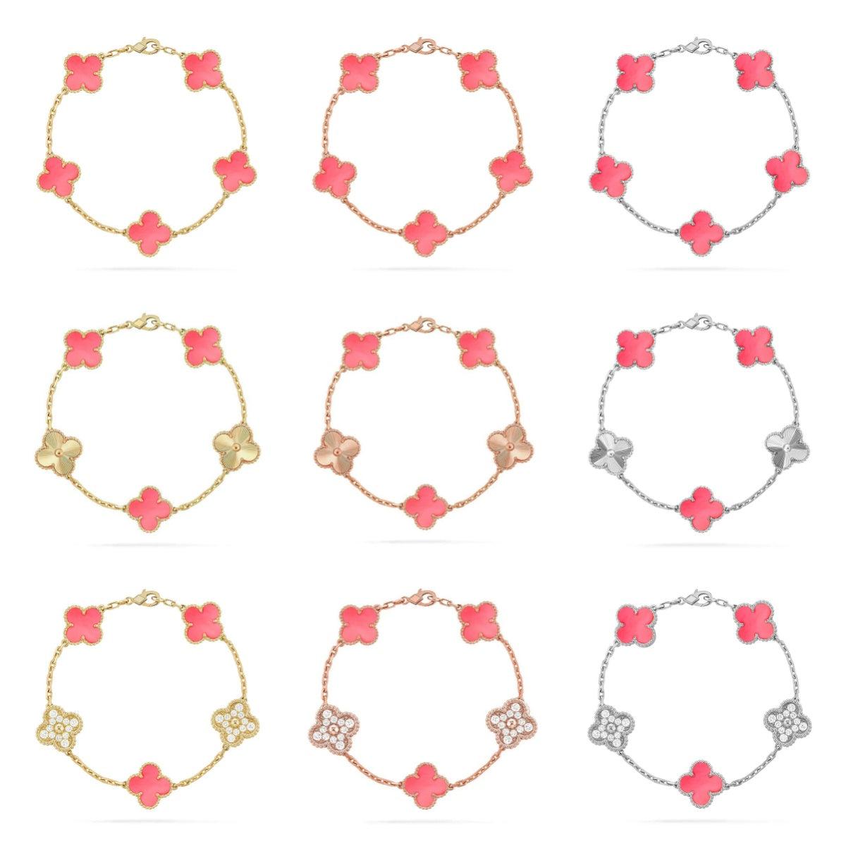 [Lume Jewelry]New  CLOVER 5 MOTIFS  PINK MOP BRACELET COLLECTION
