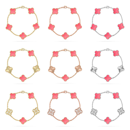 [Lume Jewelry]New  CLOVER 5 MOTIFS  PINK MOP BRACELET COLLECTION