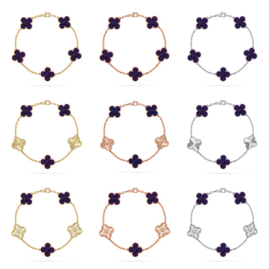 [Lume Jewelry]New CLOVER 5 MOTIF PURPLE STRIPES BRACELET COLLECTION
