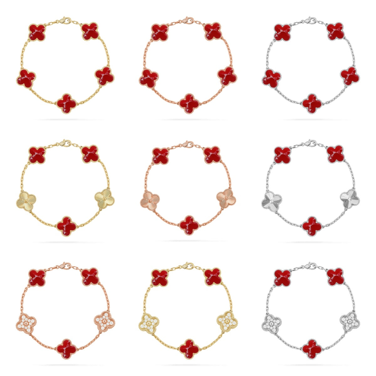 [Lume Jewelry]New CLOVER 5 MOTIF RED PATTERN BRACELET COLLECTION