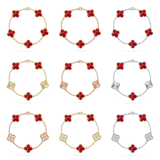 [Lume Jewelry]New CLOVER 5 MOTIF RED PATTERN BRACELET COLLECTION