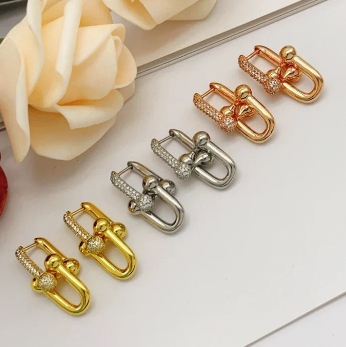 [Lume Jewelry]TF HORSESHOE BUCKLE DIAMOND EARRINGS