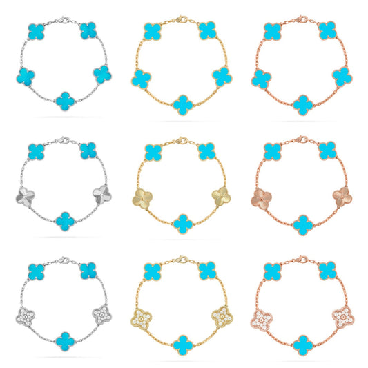[Lume Jewelry]New  CLOVER 5 MOTIF TURQUOISE BRACELET COLLECTION