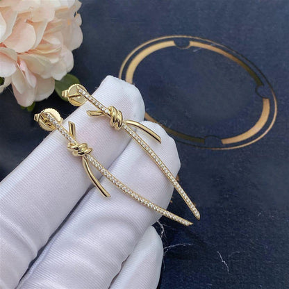 [Lume Jewelry]KNOT DROP EARRINGS IN YELLOW GOLD WITH DIAMONDS