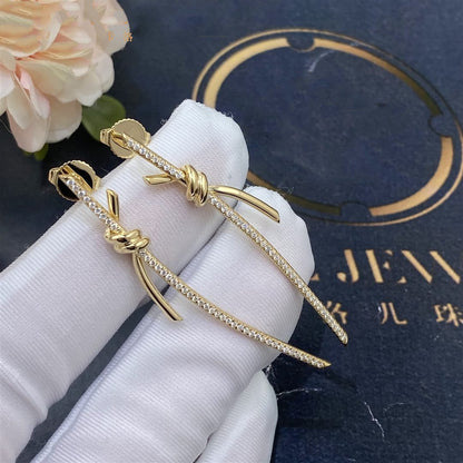 [Lume Jewelry]KNOT DROP EARRINGS IN YELLOW GOLD WITH DIAMONDS