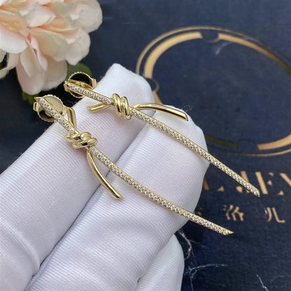 [Lume Jewelry]KNOT DROP EARRINGS IN YELLOW GOLD WITH DIAMONDS