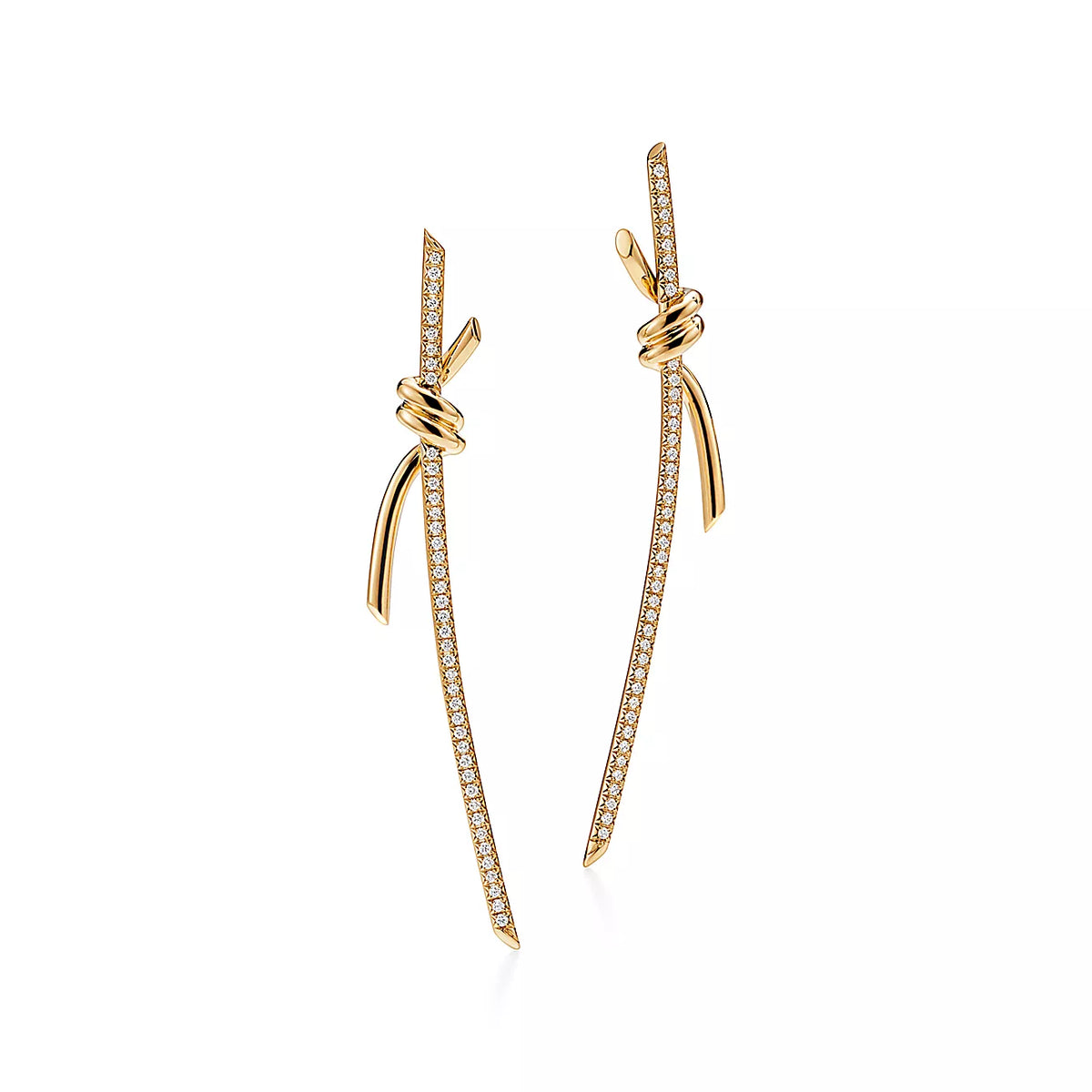 [Lume Jewelry]KNOT DROP EARRINGS IN YELLOW GOLD WITH DIAMONDS