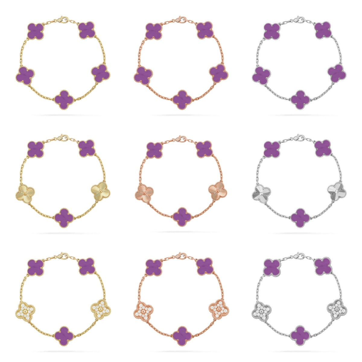 [Lume Jewelry]New  CLOVER 5 MOTIF VIOLET BRACELET COLLECTION