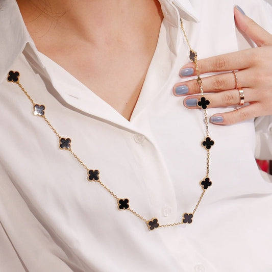 ¡®Lume Jewelry¡¯CLOVER 20 MOTIFS ONYX ROSE GOLD