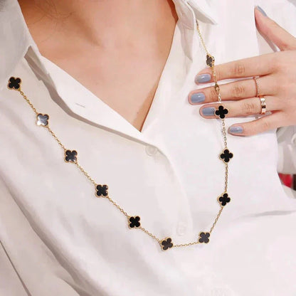 ¡®Lume Jewelry¡¯CLOVER 20 MOTIFS ONYX NECKLACE