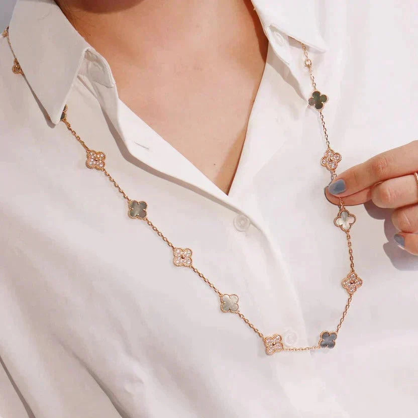 ¡®Lume Jewelry¡¯CLOVER 20 MOTIFS DARK MOP DIAMOND  NECKLACE