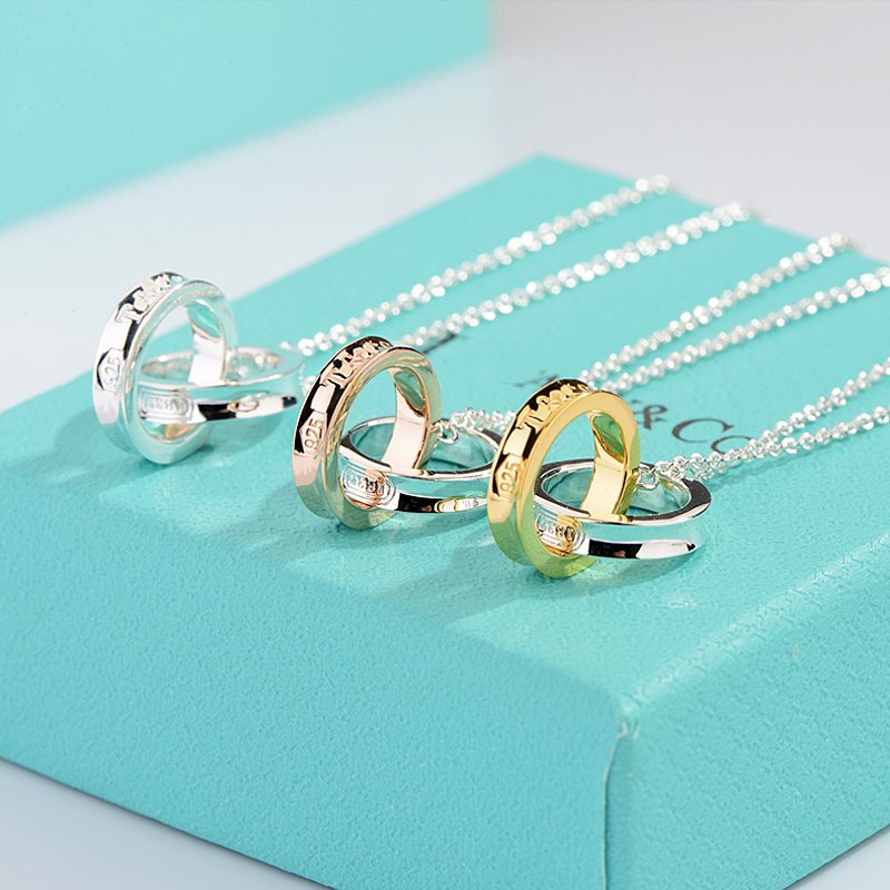 [Lume Jewelry]NECKLACE FEMALE DOUBLE RING DOUBLE CIRCLE COUPLE PENDANT