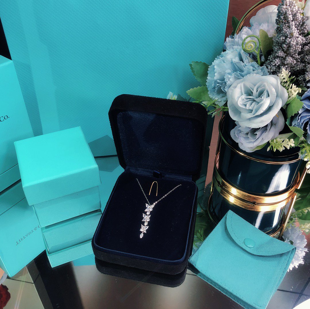 [Lume Jewelry]MIXED CLUSTER DIAMOND DROP PENDANT