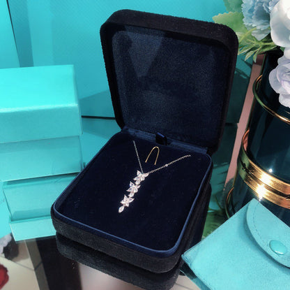 [Lume Jewelry]MIXED CLUSTER DIAMOND DROP PENDANT