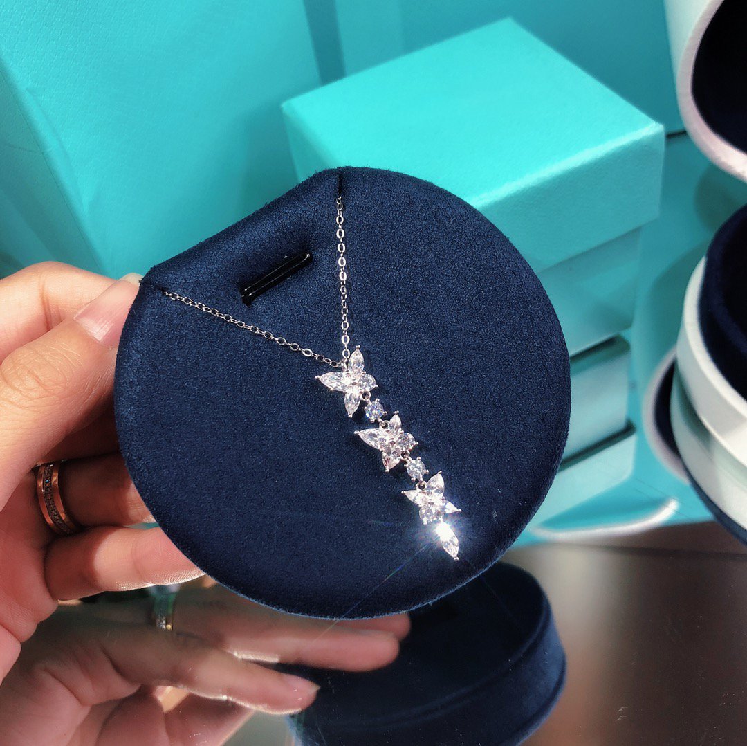 [Lume Jewelry]MIXED CLUSTER DIAMOND DROP PENDANT
