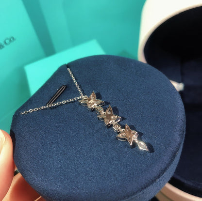 [Lume Jewelry]MIXED CLUSTER DIAMOND DROP PENDANT