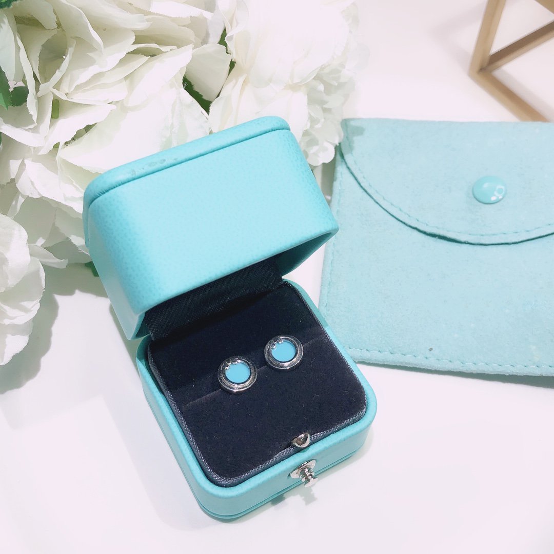 [Lume Jewelry]TURQUOISE CIRCLE WHITE GOLD EARRINGS