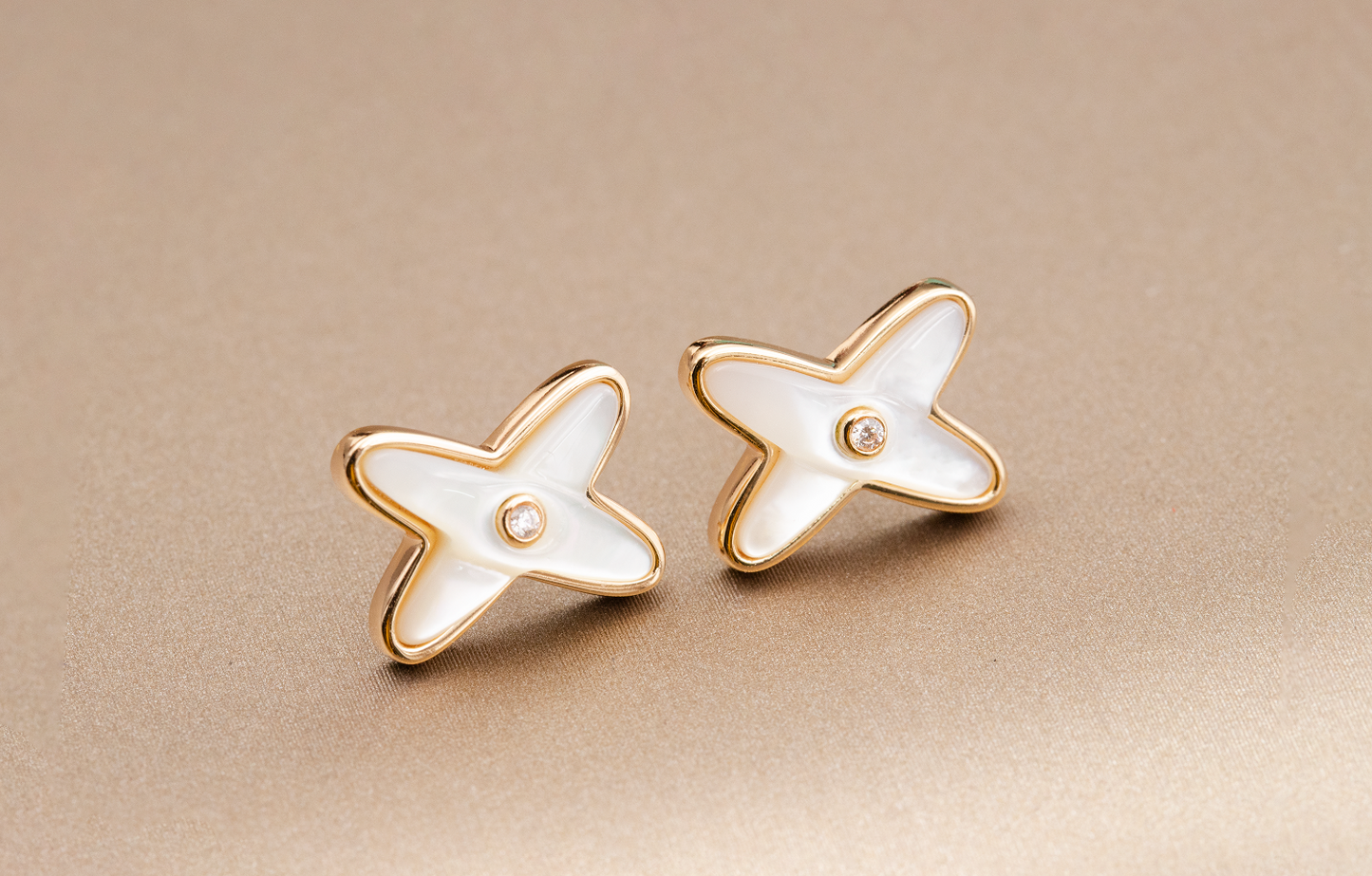 ¡®Lume Jewelry¡¯JEUX DE WHITE MOP PINK GOLD DIAMOND EARRINGS