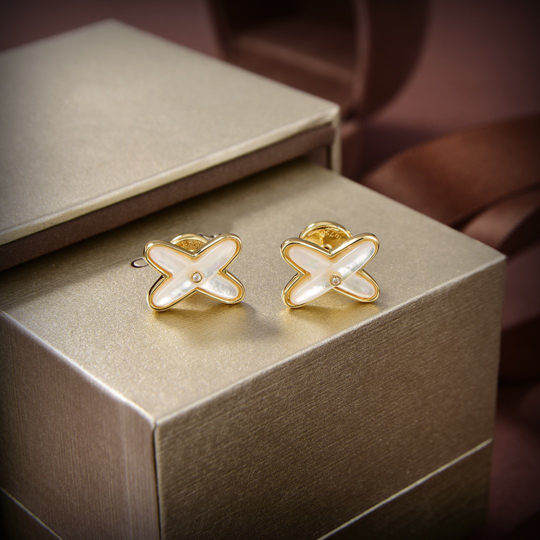 ¡®Lume Jewelry¡¯JEUX DE WHITE MOP GOLD DIAMOND EARRINGS