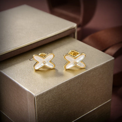 ¡®Lume Jewelry¡¯JEUX DE WHITE MOP GOLD DIAMOND EARRINGS