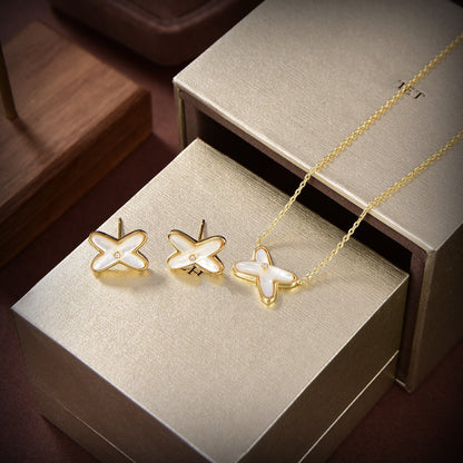 ¡®Lume Jewelry¡¯JEUX DE WHITE MOP GOLD DIAMOND EARRINGS
