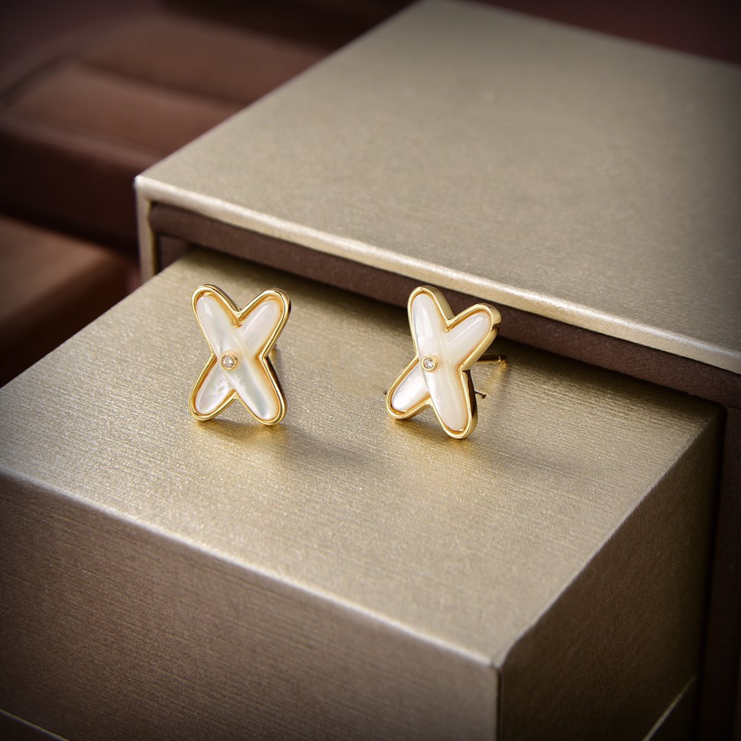 ¡®Lume Jewelry¡¯JEUX DE WHITE MOP GOLD DIAMOND EARRINGS