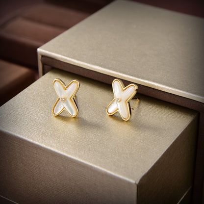 ¡®Lume Jewelry¡¯JEUX DE WHITE MOP GOLD DIAMOND EARRINGS