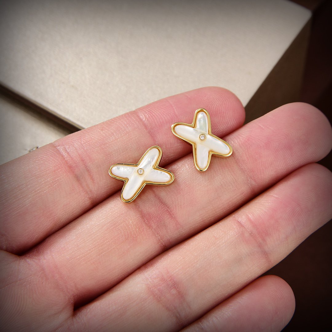 ¡®Lume Jewelry¡¯JEUX DE WHITE MOP GOLD DIAMOND EARRINGS