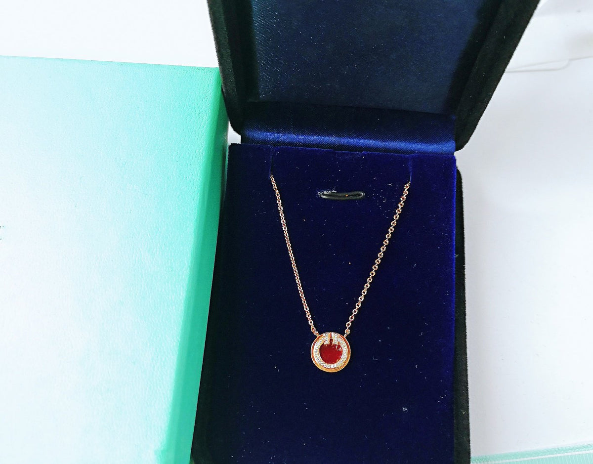 [Lume Jewelry]DIAMOND AND MOTHER PEARL CIRCLE NECKLACE PENDANT