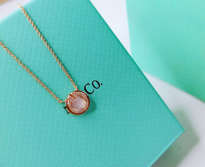 [Lume Jewelry]DIAMOND AND MOTHER PEARL CIRCLE NECKLACE PENDANT