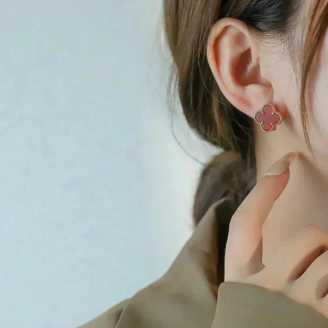¡®Lume Jewelry¡¯CLOVER MEDIUM 1 MOTIFS CARNELIAN  EARRINGS