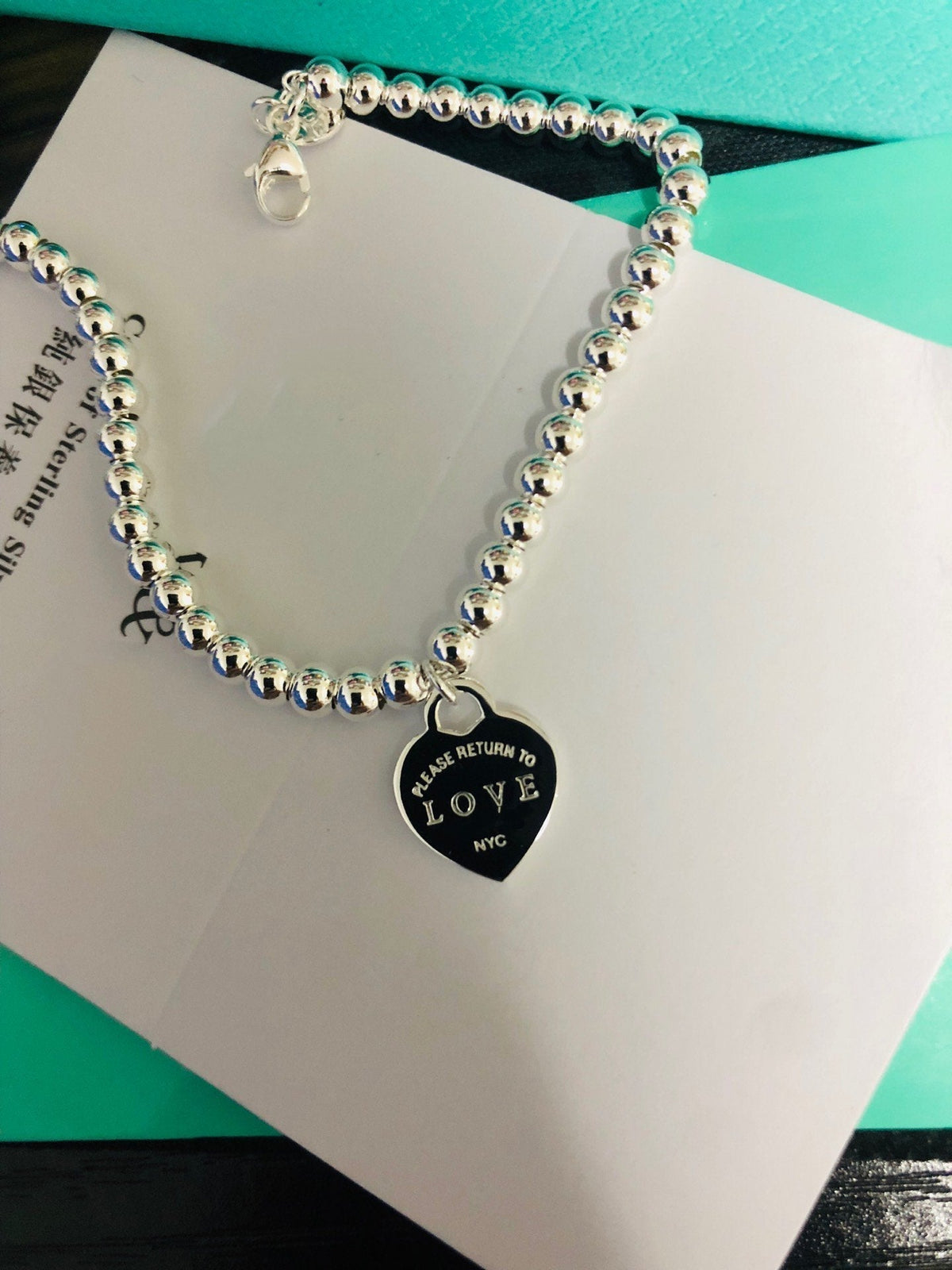 [Lume Jewelry]LOVE TIFFANY RED HEART TAG BEAD BRACELET