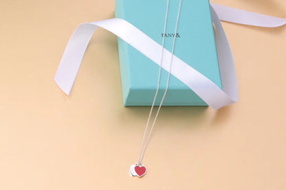 [Lume Jewelry]DOUBLE HEART TAG PENDANT SILVER MINI NECKLACE