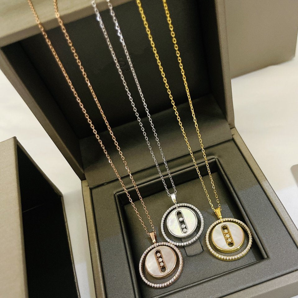 [Lume Jewelry]LUCKY MOVE MM NACRE BLANCHE DIAMOND NECKLACE
