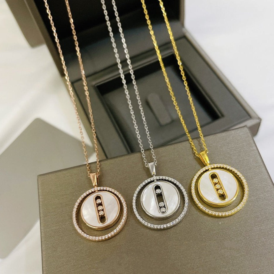 [Lume Jewelry]LUCKY MOVE MM NACRE BLANCHE DIAMOND NECKLACE