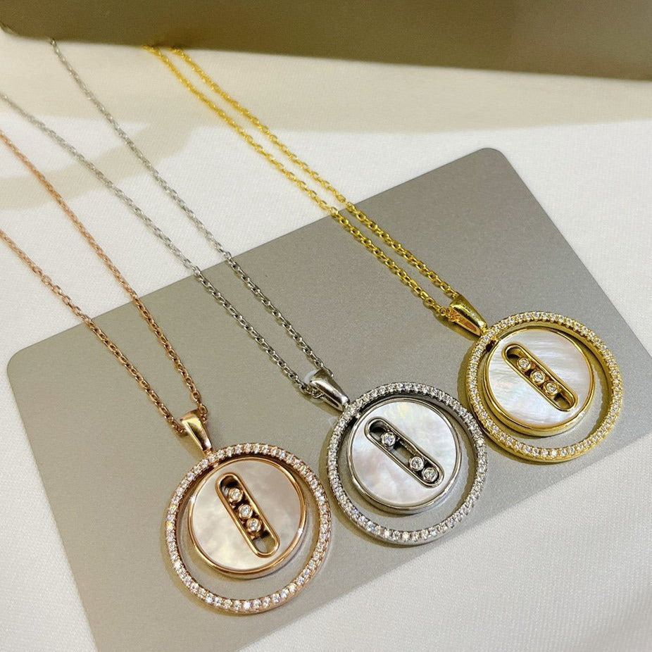 [Lume Jewelry]LUCKY MOVE MM NACRE BLANCHE DIAMOND NECKLACE