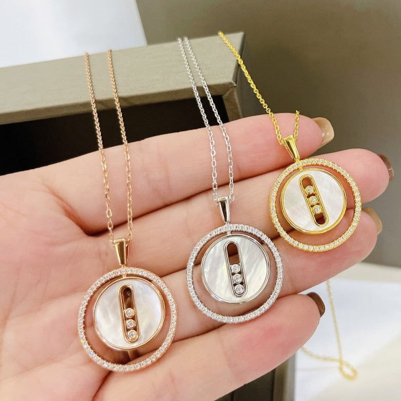 [Lume Jewelry]LUCKY MOVE MM NACRE BLANCHE DIAMOND NECKLACE