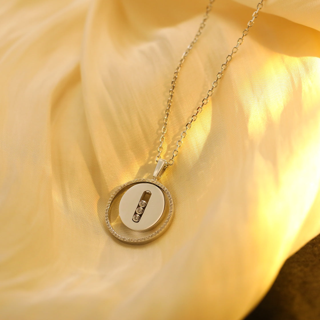 [Lume Jewelry]LUCKY MOVE MM SILVER DIAMOND NECKLACE
