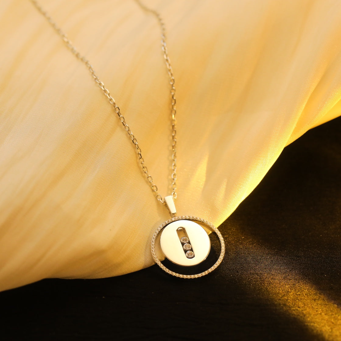 [Lume Jewelry]LUCKY MOVE MM SILVER DIAMOND NECKLACE