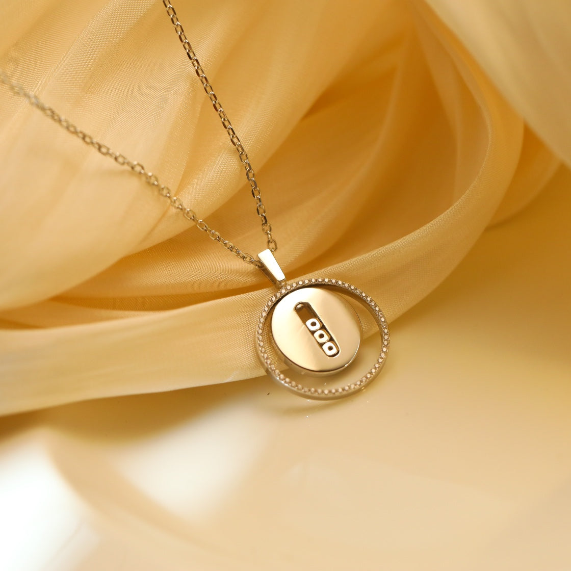 [Lume Jewelry]LUCKY MOVE MM SILVER DIAMOND NECKLACE
