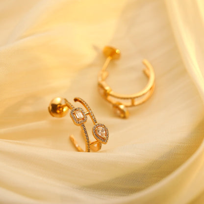 [Lume Jewelry]CREOLES MY TWIN 2 RANGS SILVER DIAMOND EARRINGS