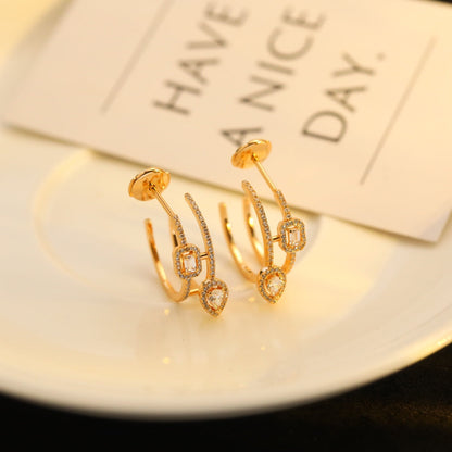 [Lume Jewelry]CREOLES MY TWIN 2 RANGS SILVER DIAMOND EARRINGS