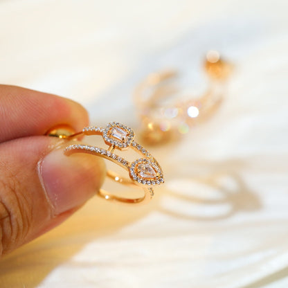 [Lume Jewelry]CREOLES MY TWIN 2 RANGS SILVER DIAMOND EARRINGS