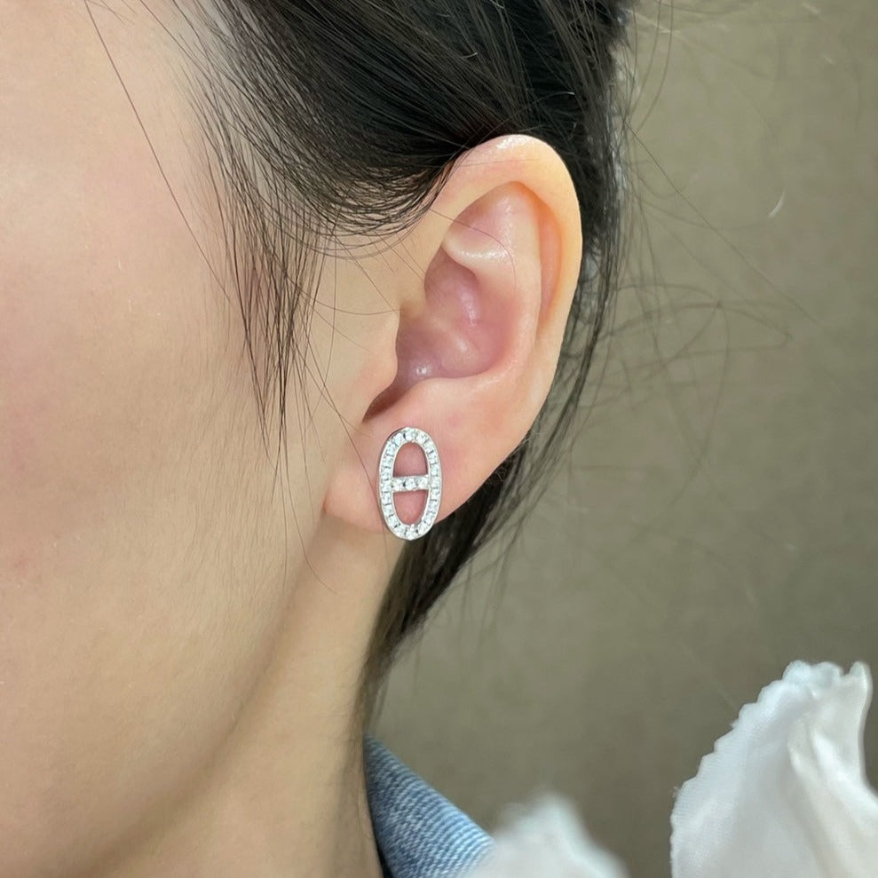 ¡®Lume Jewelry¡¯HM FULL DIAMOND PIG NOSE STUD EARRINGS