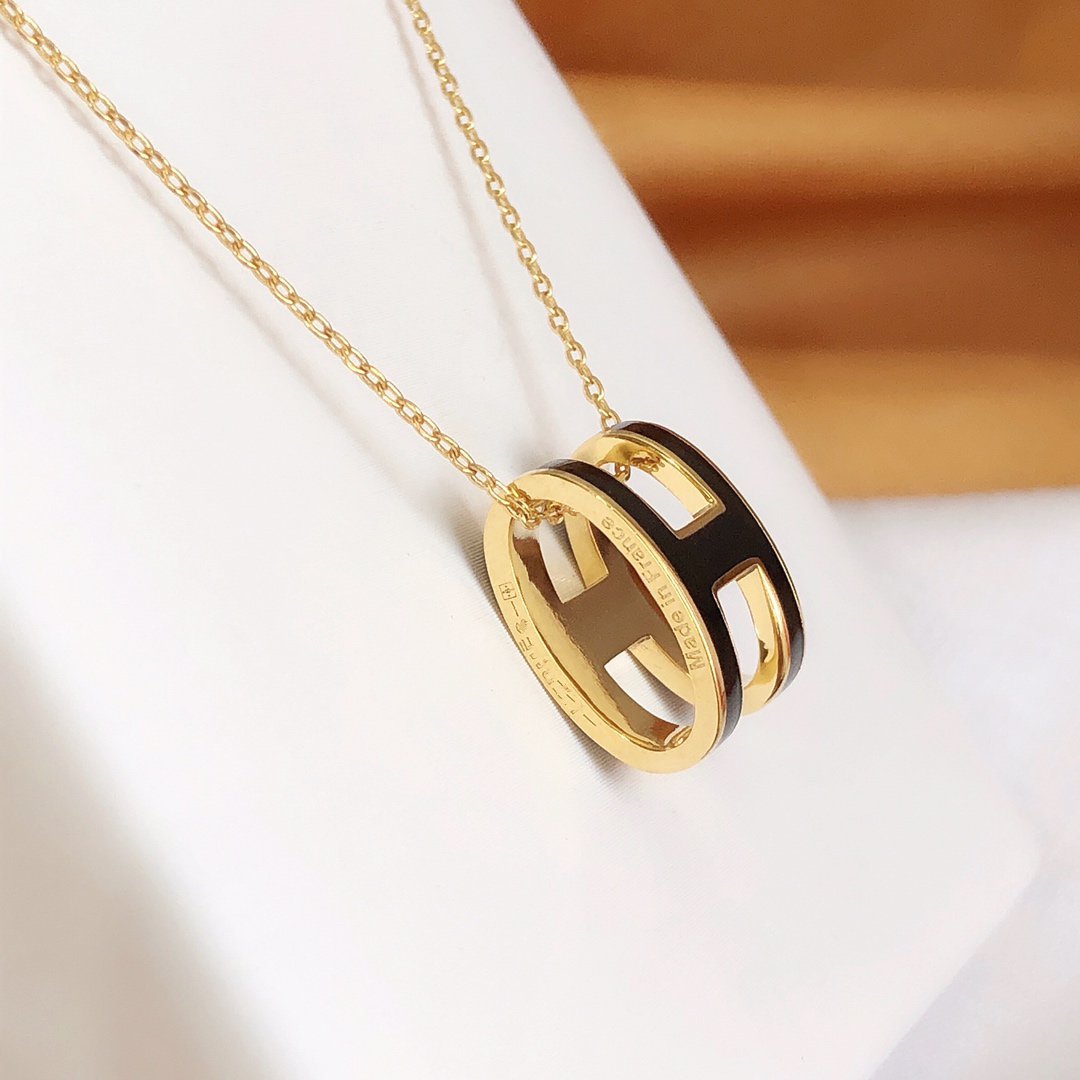 ¡®Lume Jewelry¡¯HM CLIC BLACK ENAMEL GOLD NECKLACE